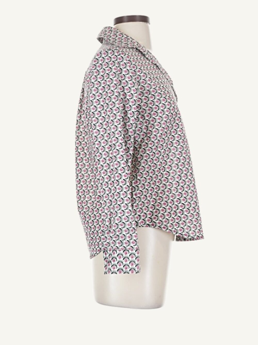 Leylie Los Angeles Floral Print Button Down Blouse XS Rayon Long Sleeve - Picture 5 of 7